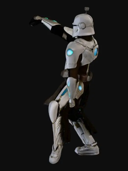 3D model for The Cleon armor, particularly the ceremonial and battle armor worn by Brother Day (Lee Pace), is a distinctive feature of the series. It often features a sleek, metallic design with intricate detailing and sometimes includes glowing elements, reflecting the advanced technology and imperial grandeur of the Galactic Empire. The costume designer noted a shift towards a more "utilitarian" yet still visually striking aesthetic for the armor, moving away from more overtly flashy sci-fi designs.