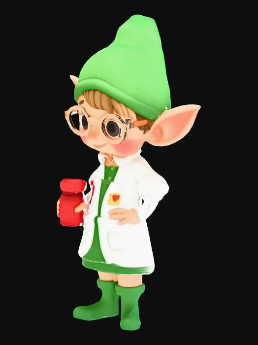 3D model for CUTE BABY ELF PHARMACIST HOLDING RX BOTTLE