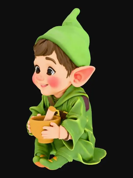 3D model for CUTE BABY ELF PHARMACIST HOLDING MORTAR AND PESTLE