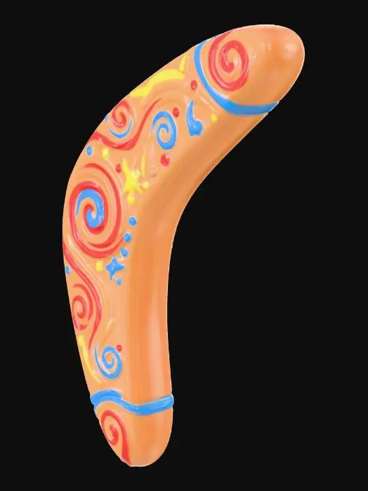 3D model for boomerang wooden cartoonish boomerang