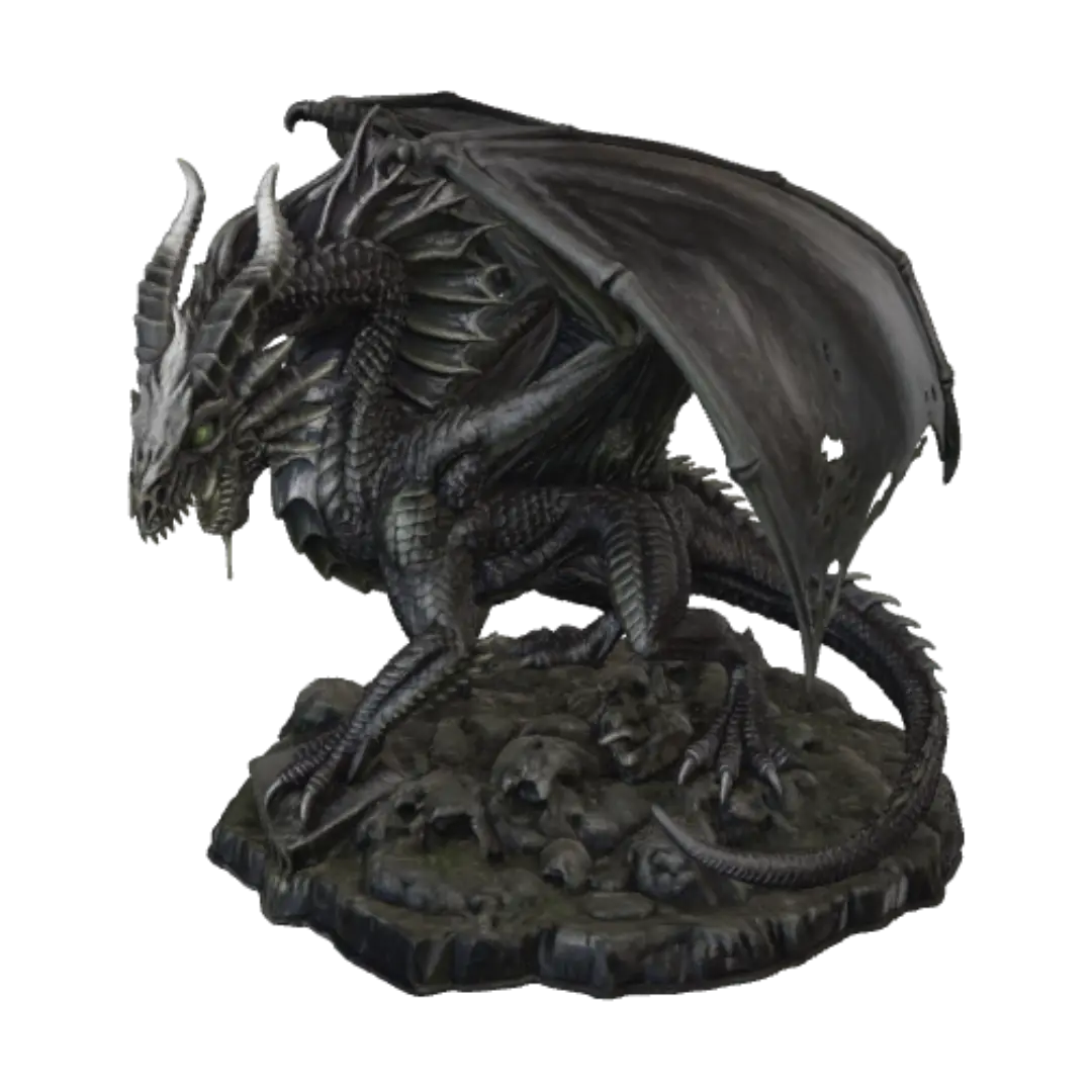3D-модель Adult Black Dragon DnD Miniature - Acid, згенерована ШІ