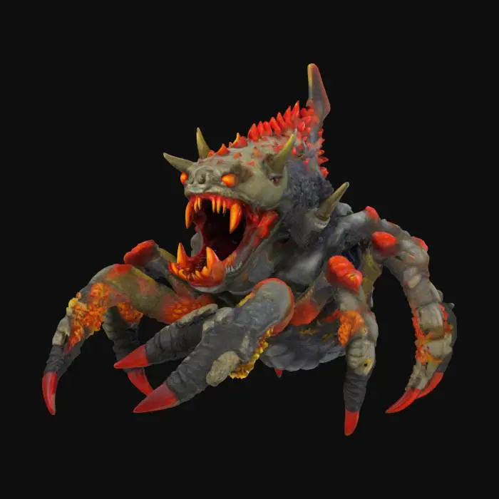 3D model for scorpion monster, spiky body, big evil mouth with huge teeth, double sting