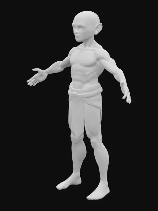 3D model for Ragnarök online bald character clothed base mesh A-pose T-pose arms out to side