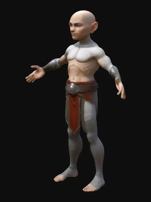 3D model for Ragnarök online bald character clothed base mesh A-pose T-pose arms out to side