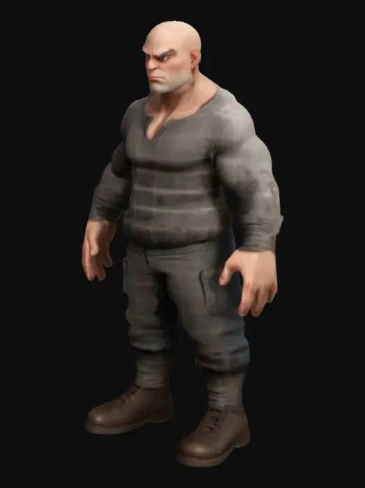3D model for tough bald guy cartoon character T-Pose A-Pose
