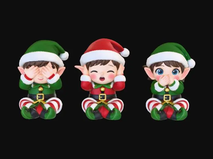 3D model for See No, Hear No, Speak No, Chibi Elves, #Christmas2025#