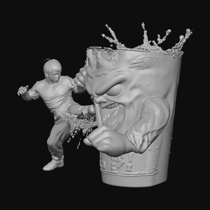 3D model for Yellow Jumpsuit vs angry water