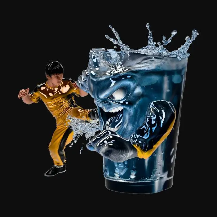 3D model for Yellow Jumpsuit vs angry water