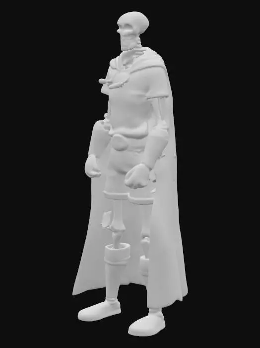 3D model for высокий скелет в белой футболке золотой ремень синие шорты красные перчатки красные сапоги красный плащ 
 