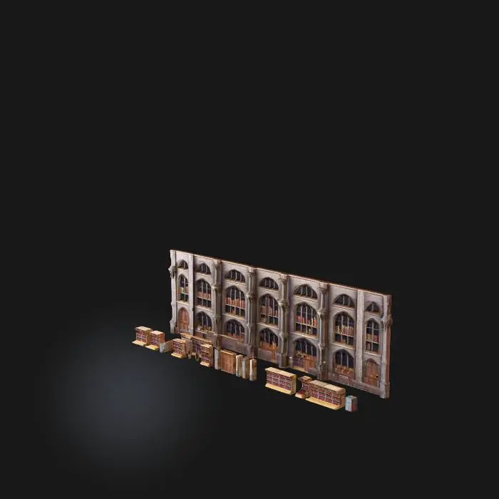 3D model for make a library like harry potter ones but cathedral shaped