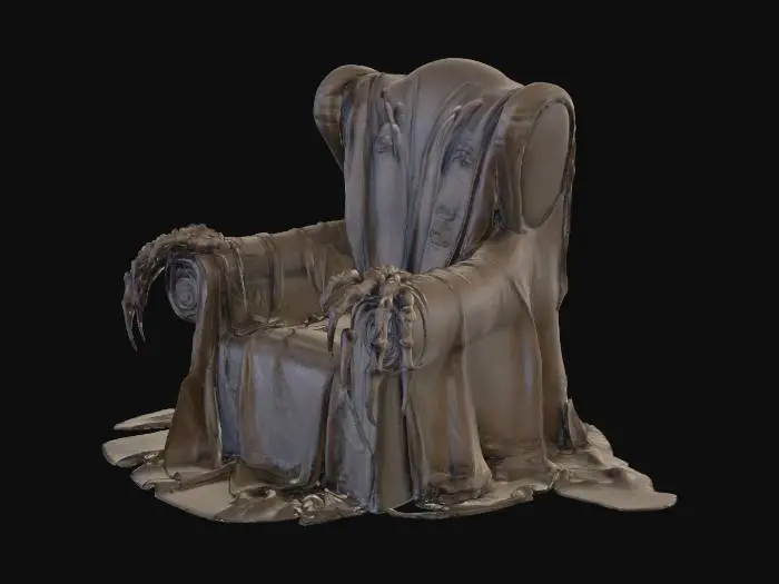 3D model for Grasping hands on a gothic chair  to keep people sat down on it