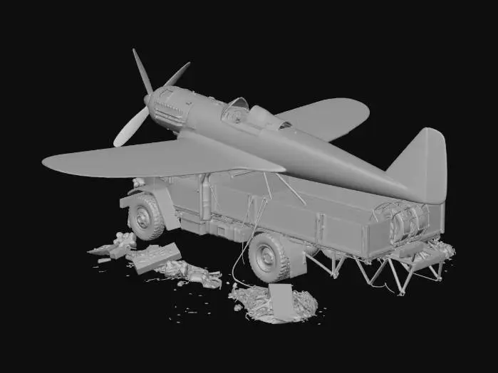 3D model for japanese Zero plane crashed into a truck