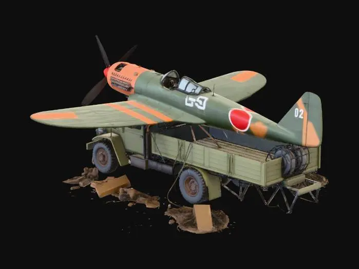 3D model for japanese Zero plane crashed into a truck