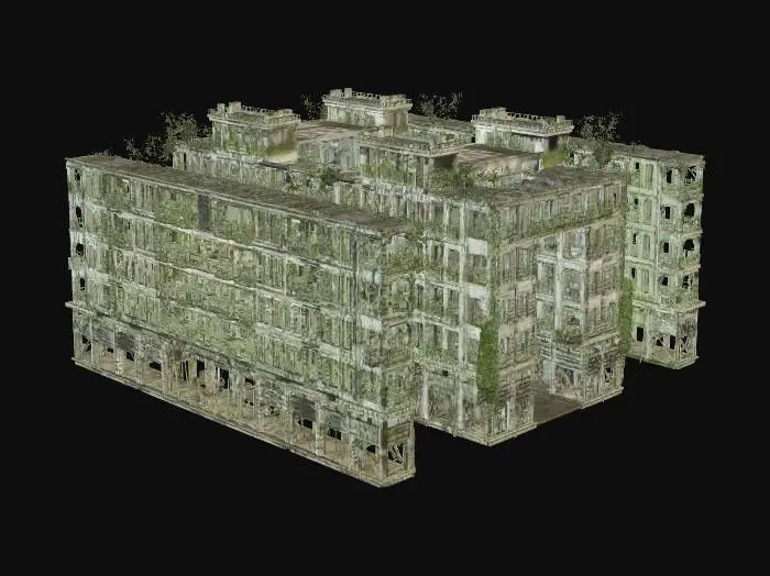 3D model for create a ruined city blocks in a post apoc way with a huge gap between flyover road bridge