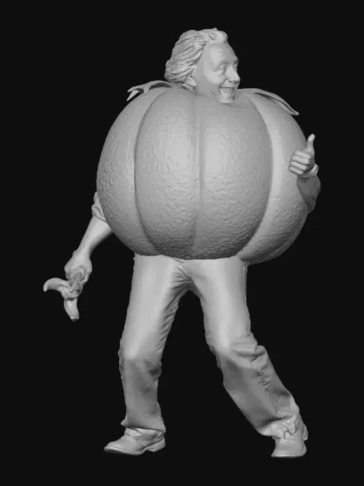 3D model for dressed up in a pumpkin outfit with a cattle prod
