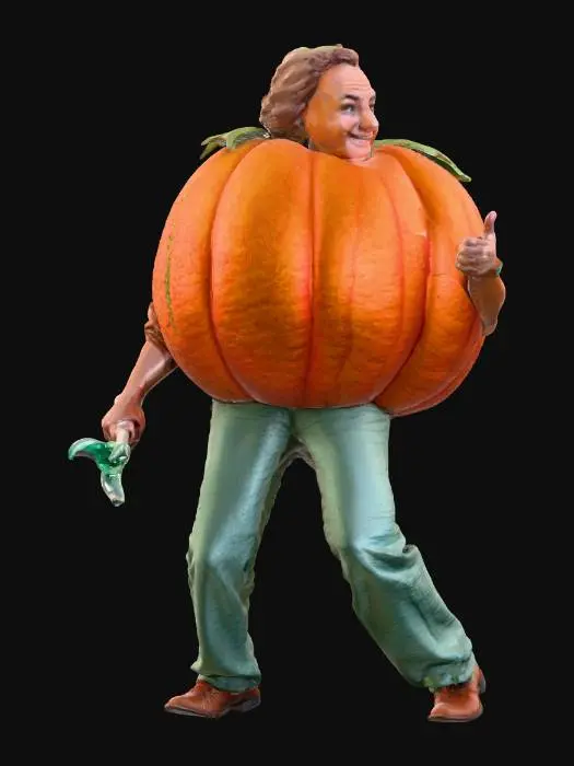 3D model for dressed up in a pumpkin outfit with a cattle prod