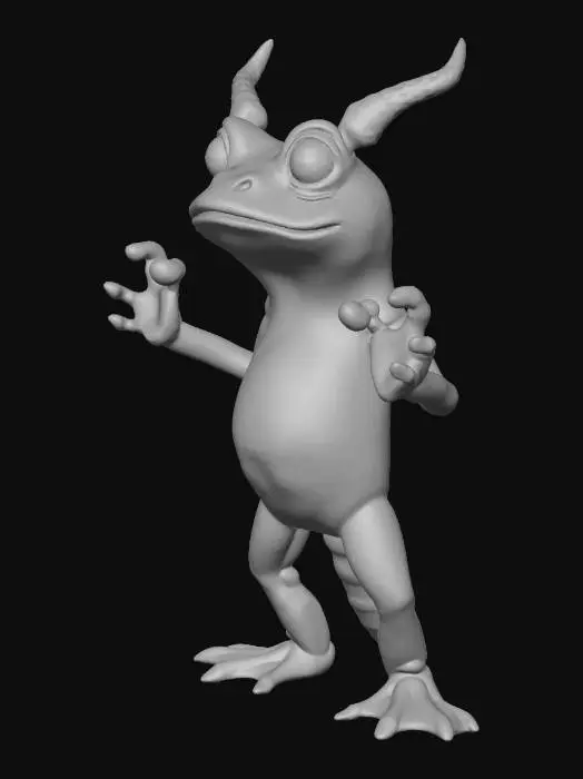 3D model for horned toad standing upright  in a dnd style