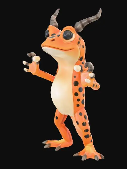 3D model for horned toad standing upright  in a dnd style