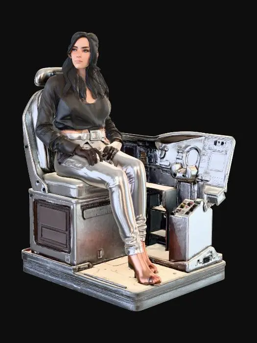 3D model for Female Hansel Solo sitting in the cockpit of the Millennium Falcon Spacecraft