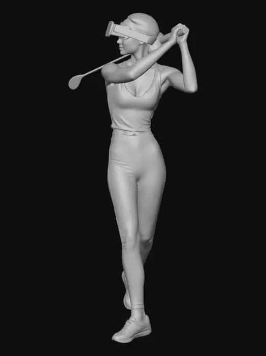 3D model for slim woman  playing in VR golf