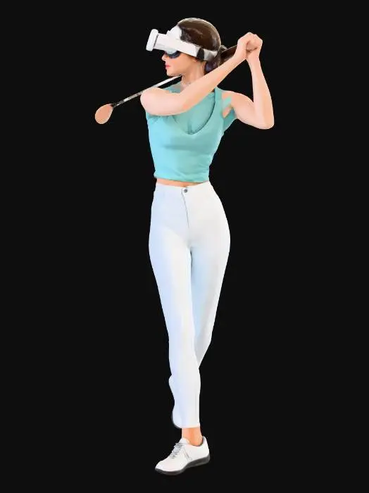 3D model for slim woman  playing in VR golf