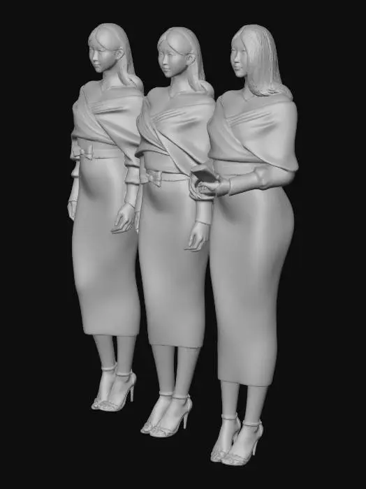 3D model for Trio in Ribbed Knit Dresses