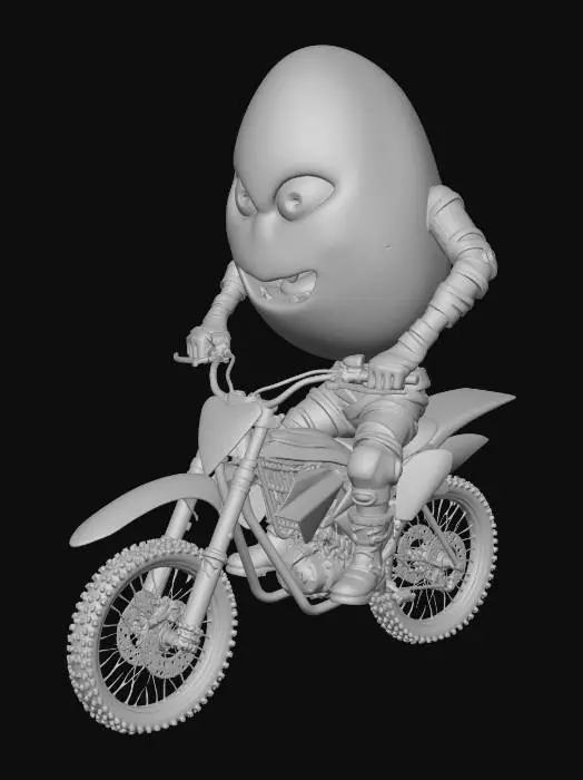 3D model for Egg Rider on a Dirt Bike