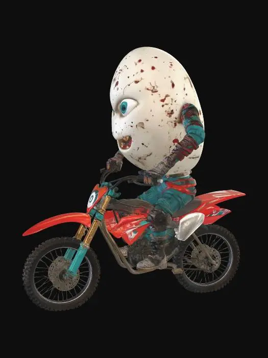 3D model for Egg Rider on a Dirt Bike