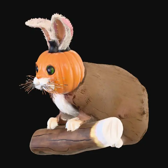 3D model for halloween easter bunny hopping over a log the bunny must have a pumpkin head attached to the bunny body.