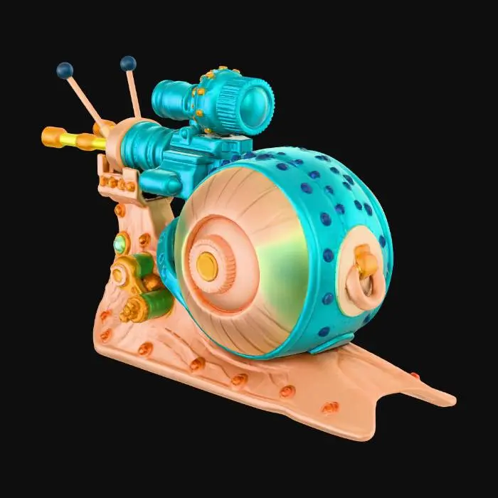 3D model for snail with a big cannon and lasers on its shell
