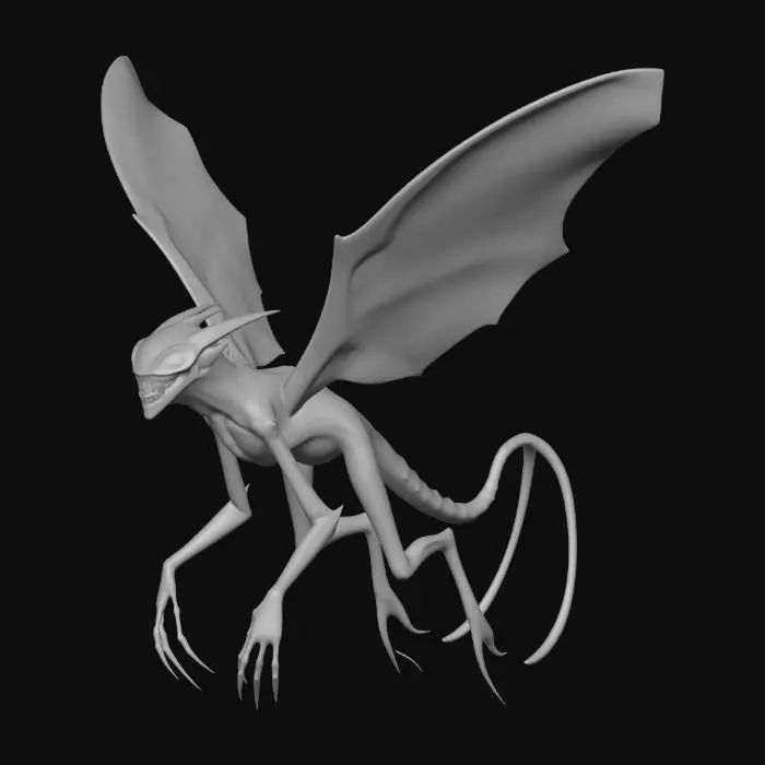 3D model for flying alien creature  chasing another alien craft