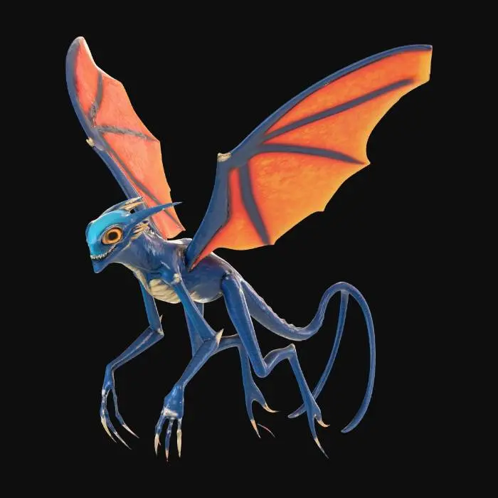 3D model for flying alien creature  chasing another alien craft