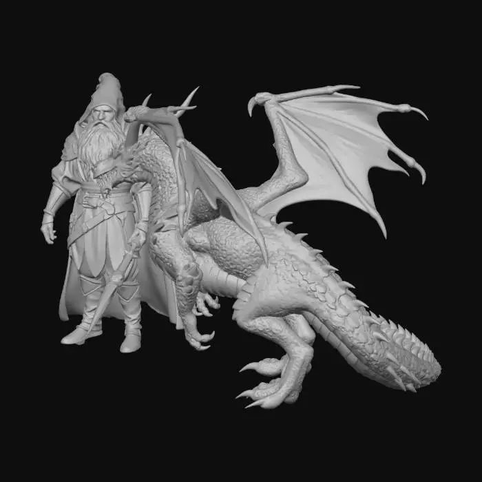 3D model for Wizard and Dragon