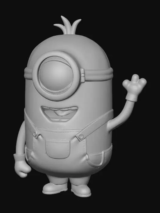 3D model for Crea imagen frontal de Stuart de los minion con un solo ojo, una pose simpática para mi hija de 10 años. La imagen debe tener volúmenes 3d para posterior diseño en 3d