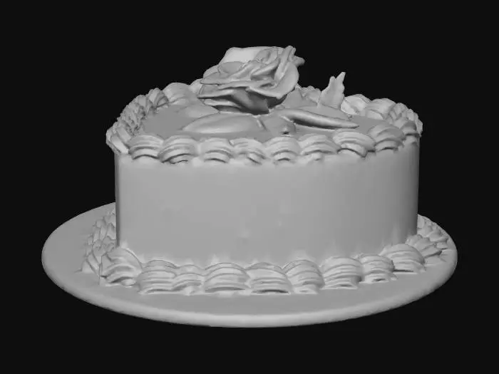 3D model for heart shape cake with red roses