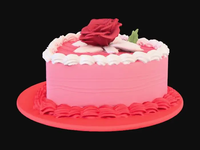 3D model for heart shape cake with red roses