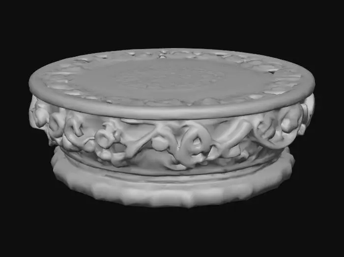 3D model for fancy carved round wood base for statue