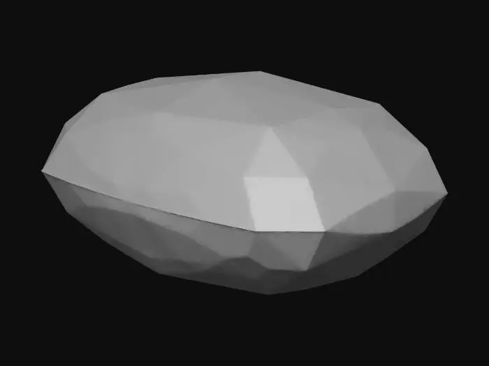 3D model for a cushion faseted blue sapphire seen from the side