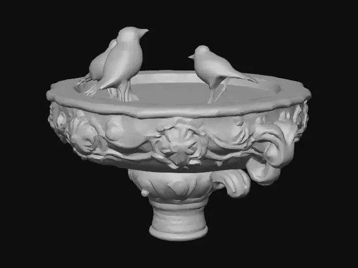 3D model for bird bath with birds