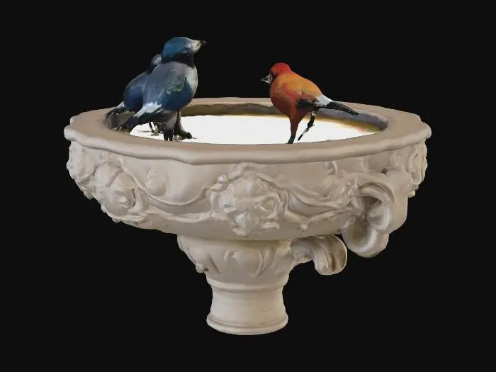 3D model for bird bath with birds