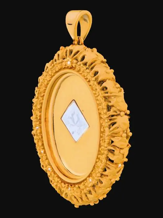 3D model for glod locket with diamond