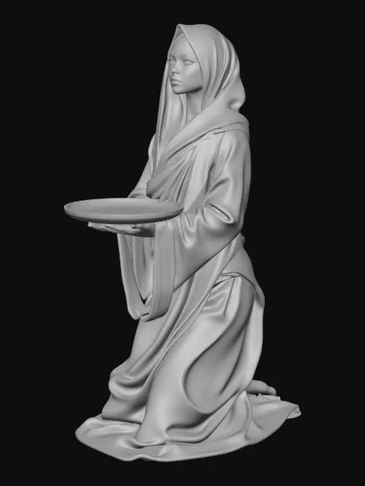 3D model for Kneeling silk slave holding a silver platter