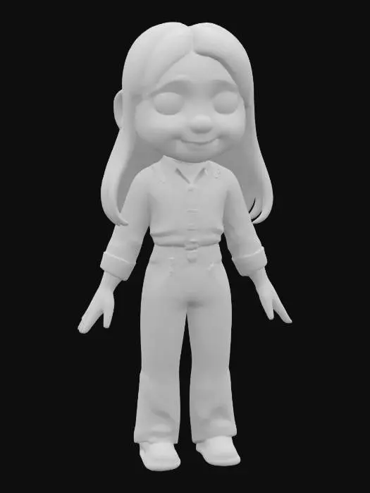 3D model for Animated Character in Denim and Cream