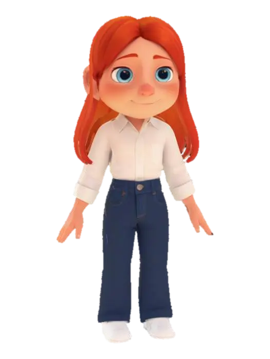 Animated Character in Denim and Cream by buvalad — made with Meshy AI 3D generator, free FBX OBJ GLB STL download