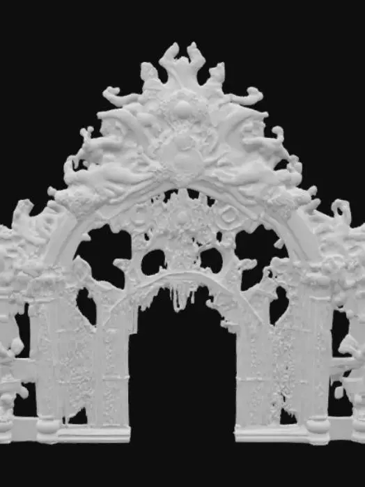 3D model for #arch#, Romania bucharest arch fantasy style, ultra detalied.