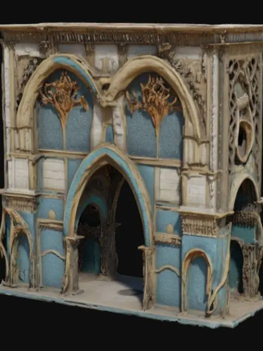 3D model for #arch#, Romania bucharest arch fantasy style, ultra detalied.