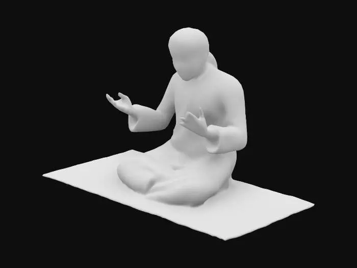 3D model for an arabic man praying on the carpet