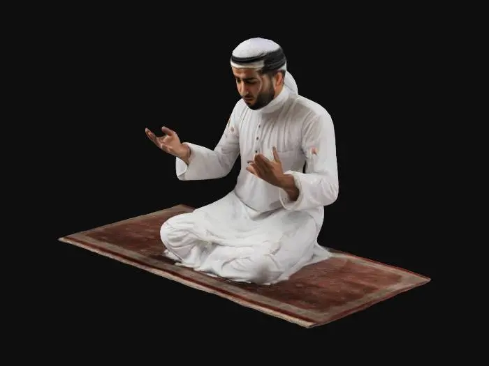 3D model for an arabic man praying on the carpet