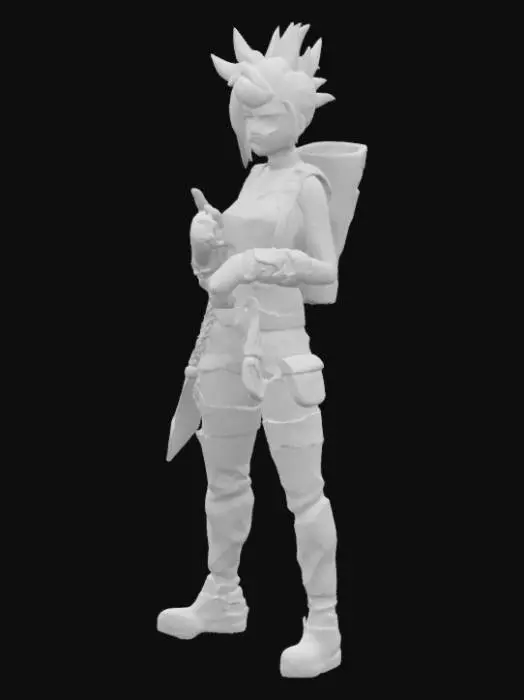 3D model for персонаж Ребекка в перчатках из аниме киберпанк в стиле Джинкс из Аркейна