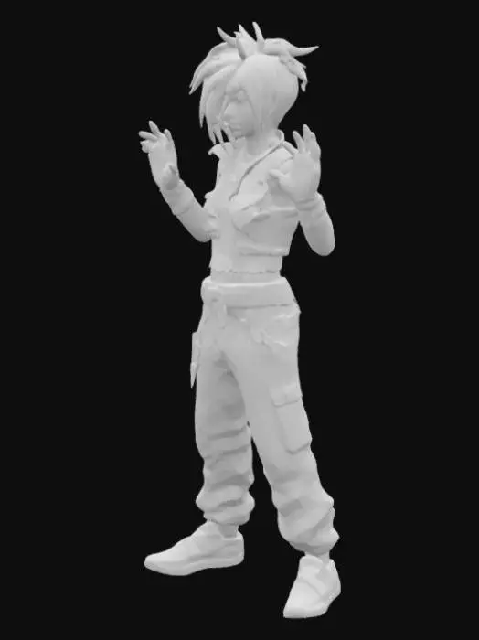 3D model for персонаж Джинкс в перчатках в стиле Ребекки из аниме киберпанк